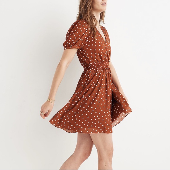 Madewell Smocked-Waist Mini Dress in Inkspot Dots size small - Picture 6 of 11